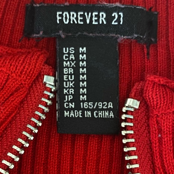 Red Ribbed knit zip up cardigan - Picture 4 of 6